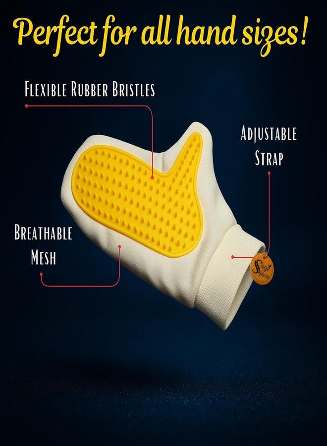 Sage Square Deshedding Glove for Dogs & Cats | One Side Rubber Grooming Glove for Shedding, Massage & Hair Removal | Pet Cleaning Mitt | Reusable Cloth Design for Daily Grooming | 23cm Random Colour - Image 4